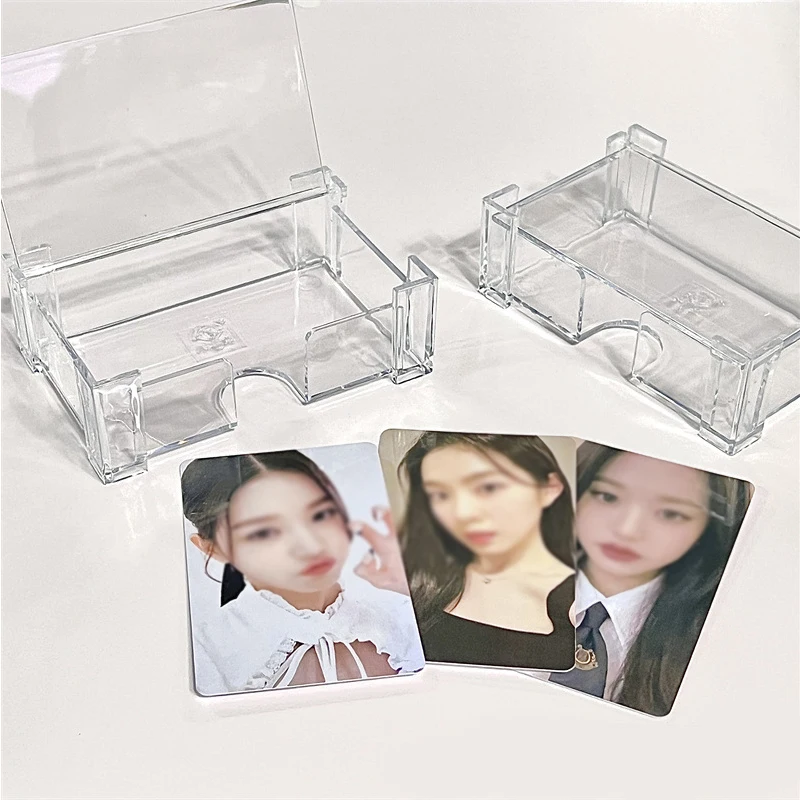 Collect Box Desk Storage Card Storage Box School Stationery Photocards Holder Transparent 3 inch Acrylic Flap Storage Case