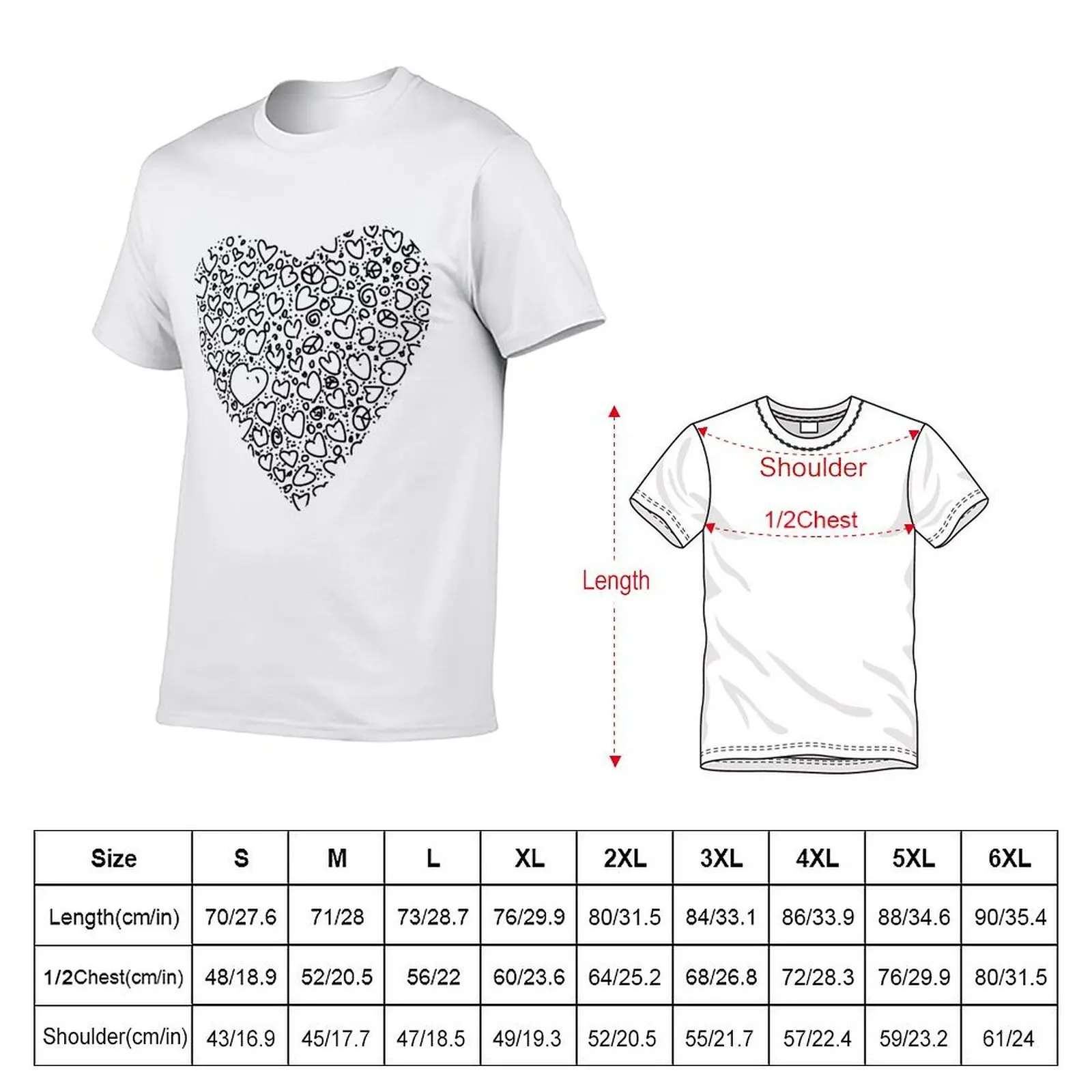 doodle heart mish-mash… colour in the hearts! T-Shirt cotton t shirt man T-Shirt