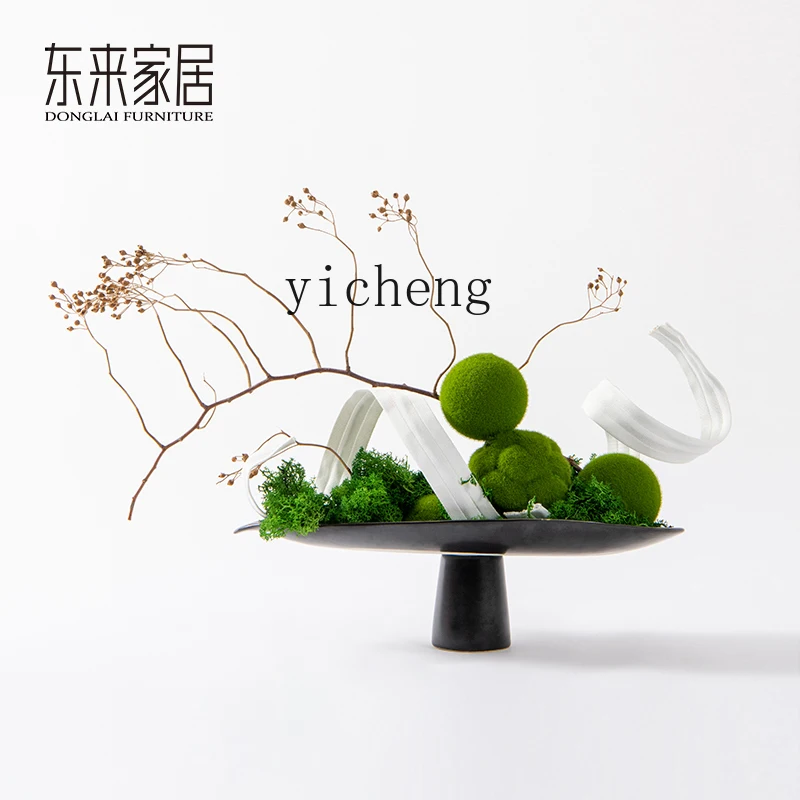 XL New Chinese Moss Floral Ornament Hotel Clubhouse Corridor Entrance Cabinet Decorative Flower