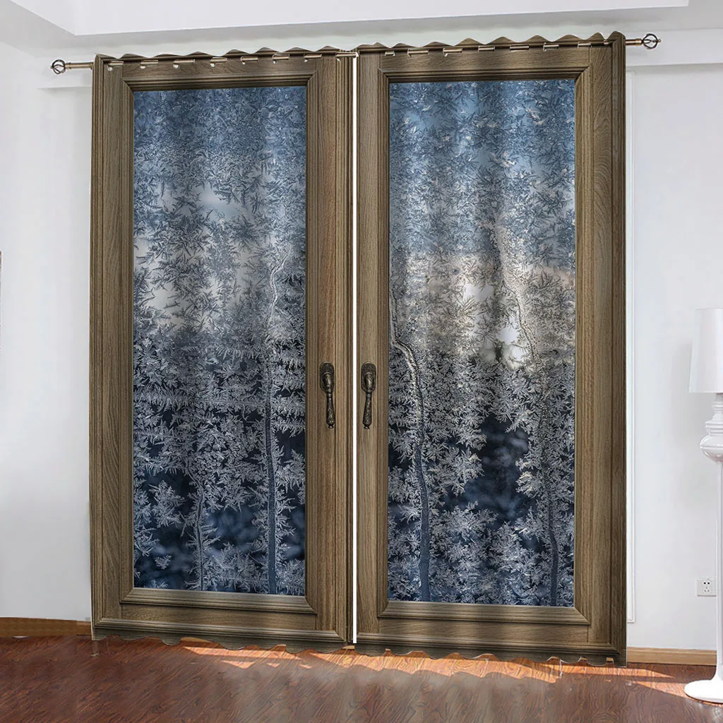 Beautiful Photo Fashion Customized 3D Curtains snow flower christmas curtains 3d stereoscopic curtains