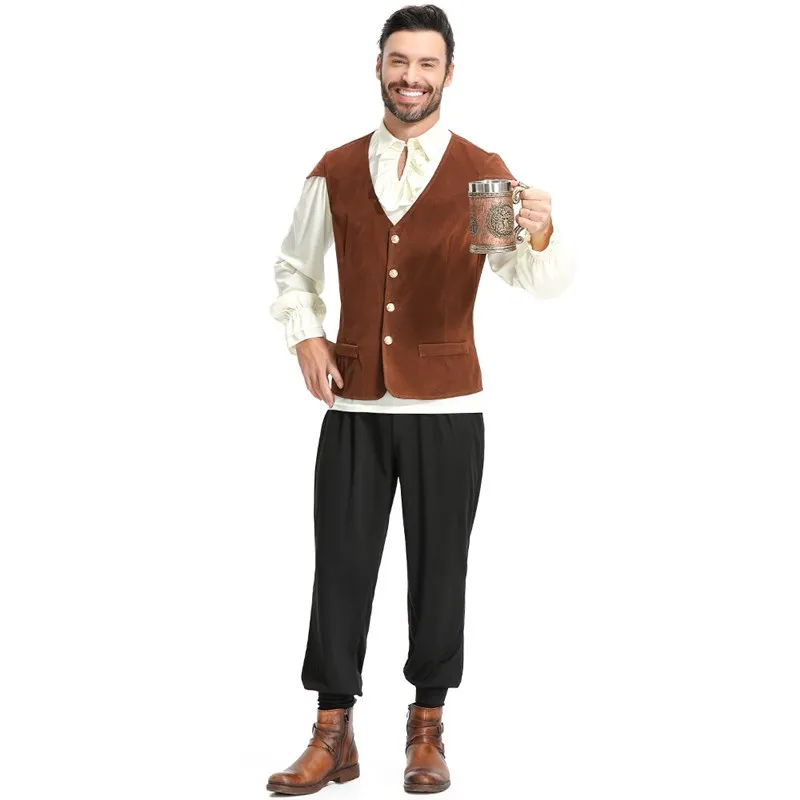 

Renaissance Victorian Medieval Adult Men Pirate Knight loween Costume Ethnic Stage Costume Women's Faion