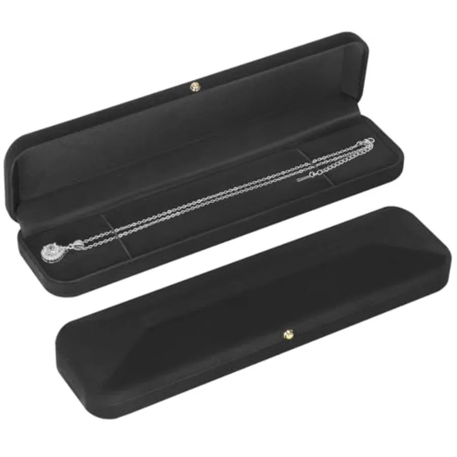 

2 Pieces Velvet Necklace Bracelet Gift Box, Jewelry Long Chain Holder Display Storage case for Women men