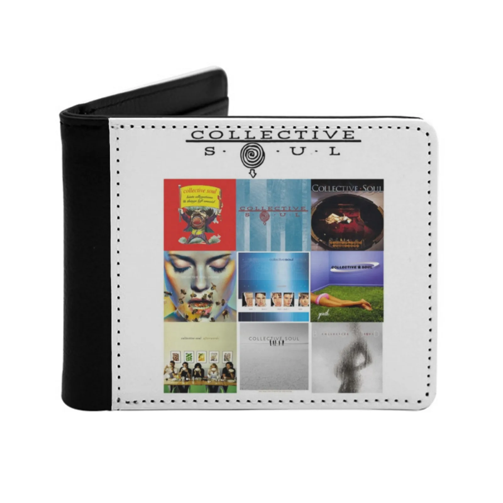 

Collective Soul Albums Collage Design All Over The Products Men's Wallet Pu Leather Wallet Multifunction Credit Card Purse
