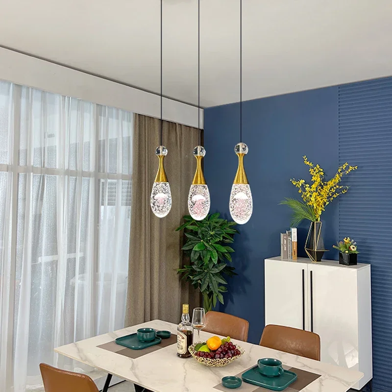 

Modern Crystal Led Pendant Lamp for Bedside Room Decoration Restaurant Combination Indoor Lamping Dining Table Kitchen Island