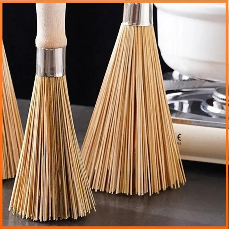 

25CM Natural Bamboo Pot Brush Long Handle Wok Cleaning Brush Dish Brush Kitchen Tool Supplies For Home Restaurant