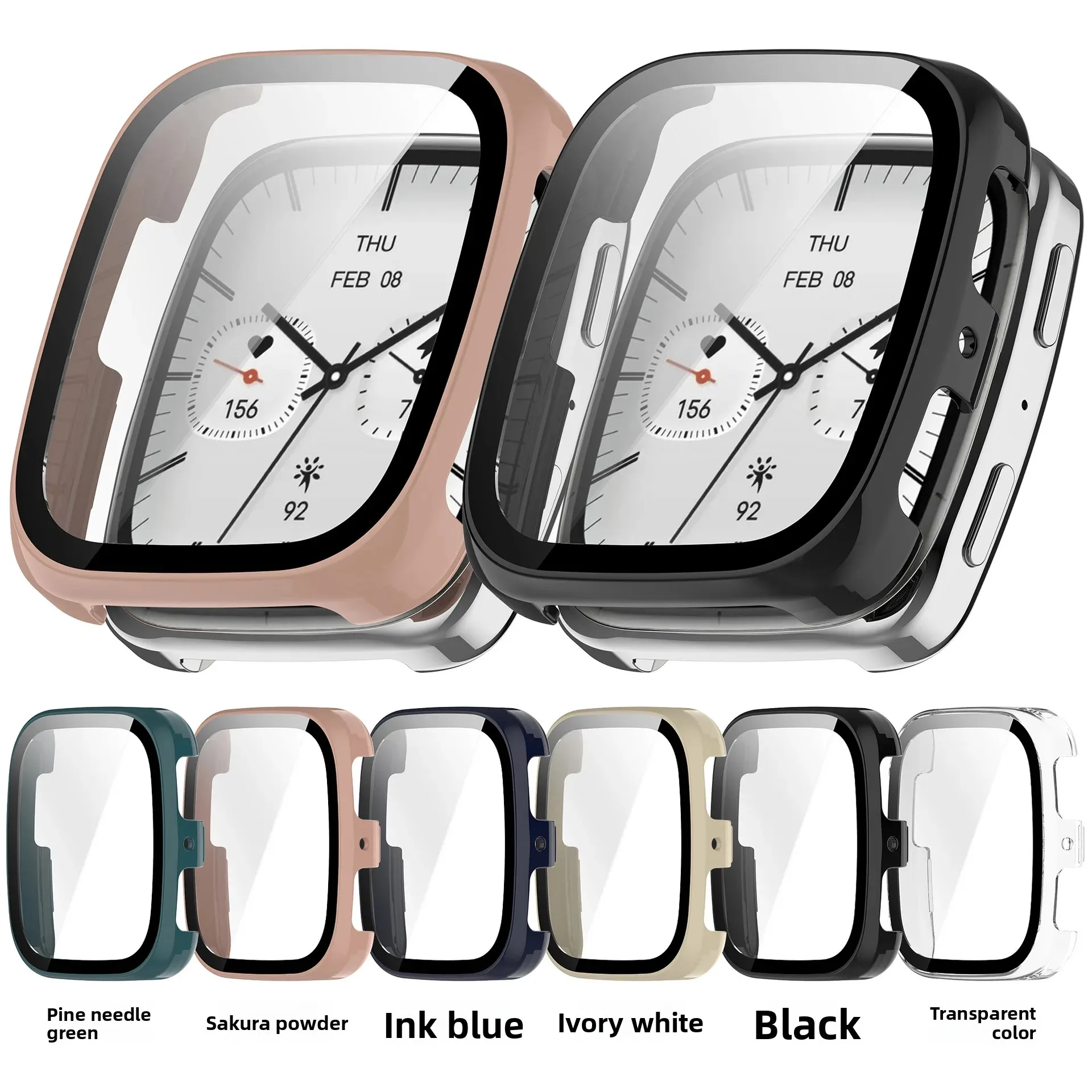 Amazfit Active2 Square Protective Case Watch Tempered Glass Integrated Cover Shell Protective Cover for Smartwatches