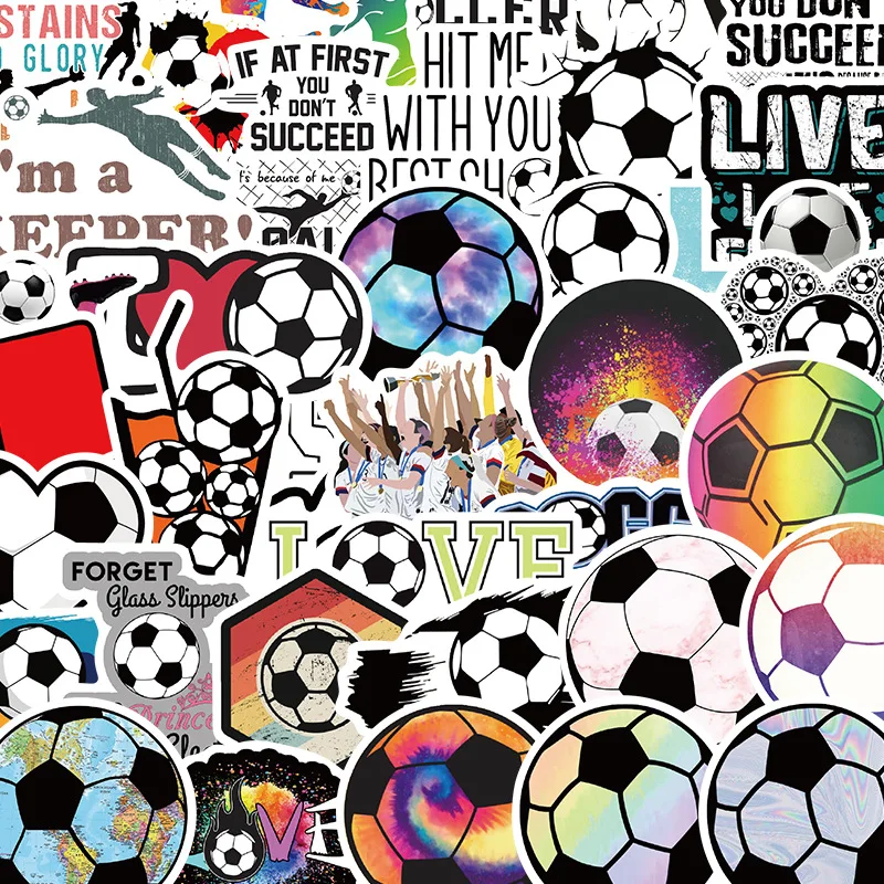 50PCS Football Waterproof Stickers Sports Cartoon Graffiti Decoration DIY Notebook Suitcase Phone Fridge Water Cup Guitar Toys