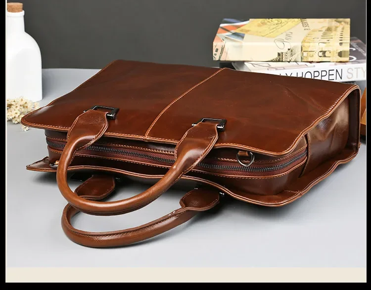 Laptop Briefcases for Men Bags Business Messenger Bag Vintage Crazy Horse Artificial Leather Handbag Casual Shoulder Bags Man