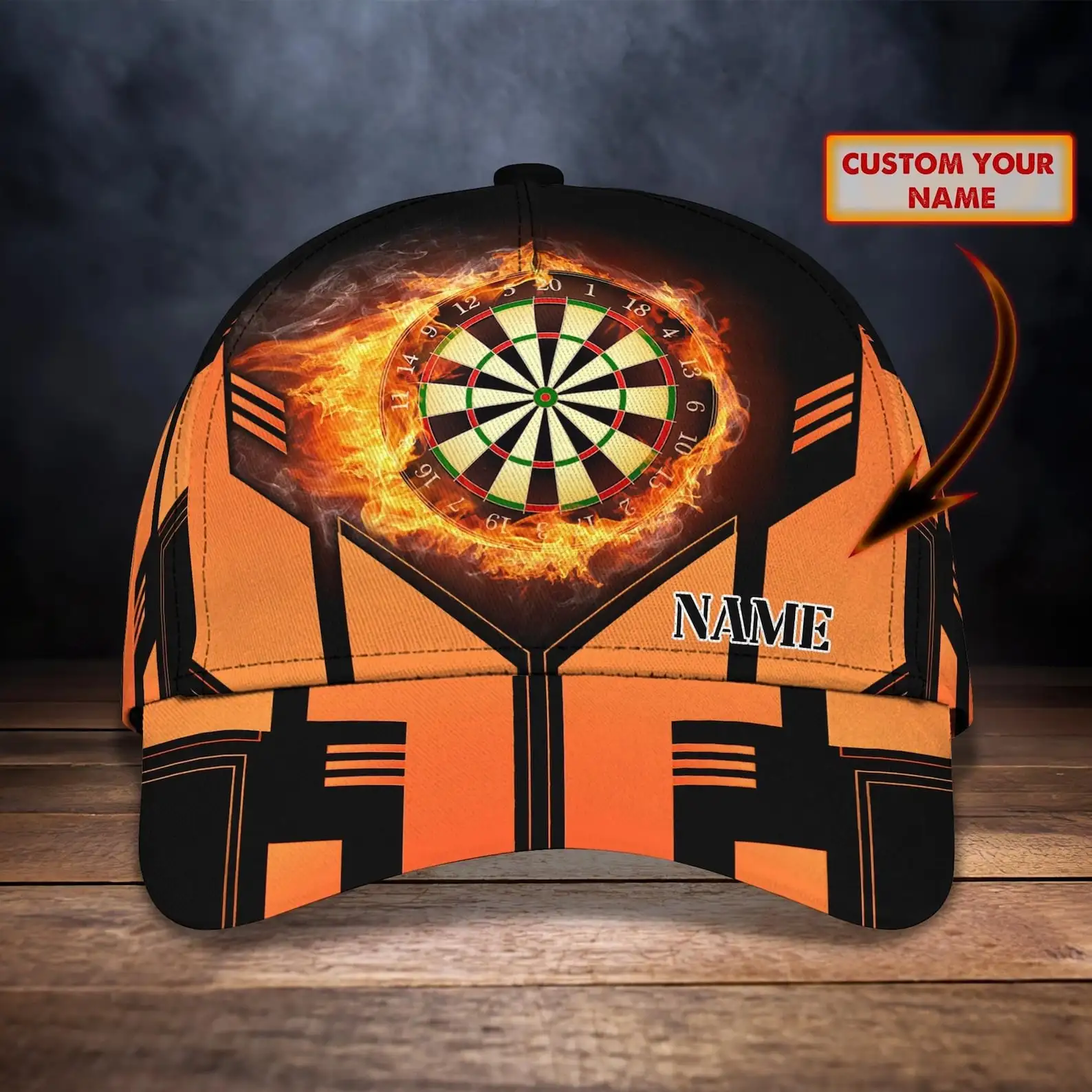 Custom Personalized 3D Full Printed Dart Cap Hat, Dart On Fire Classic Cap, Cap For Dart Lover, Gift