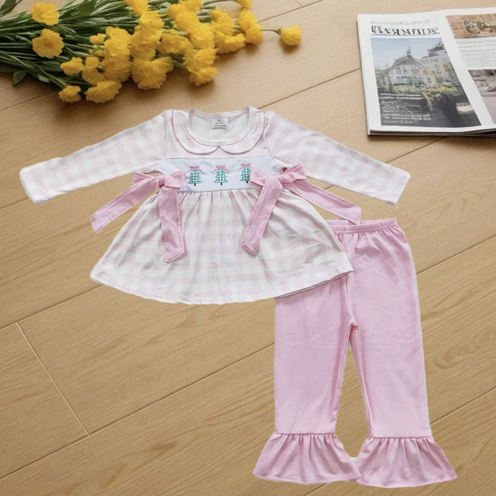 

9.25 Kids Winter Clothes For Girls Baby Girls Pink Christmas Tree Pants Clothes Sets