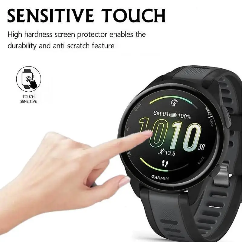 3 uds Protector de pantalla de borde curvo 3D para reloj inteligente Garmin Forerunner 165 película protectora antiarañazos de cubierta completa