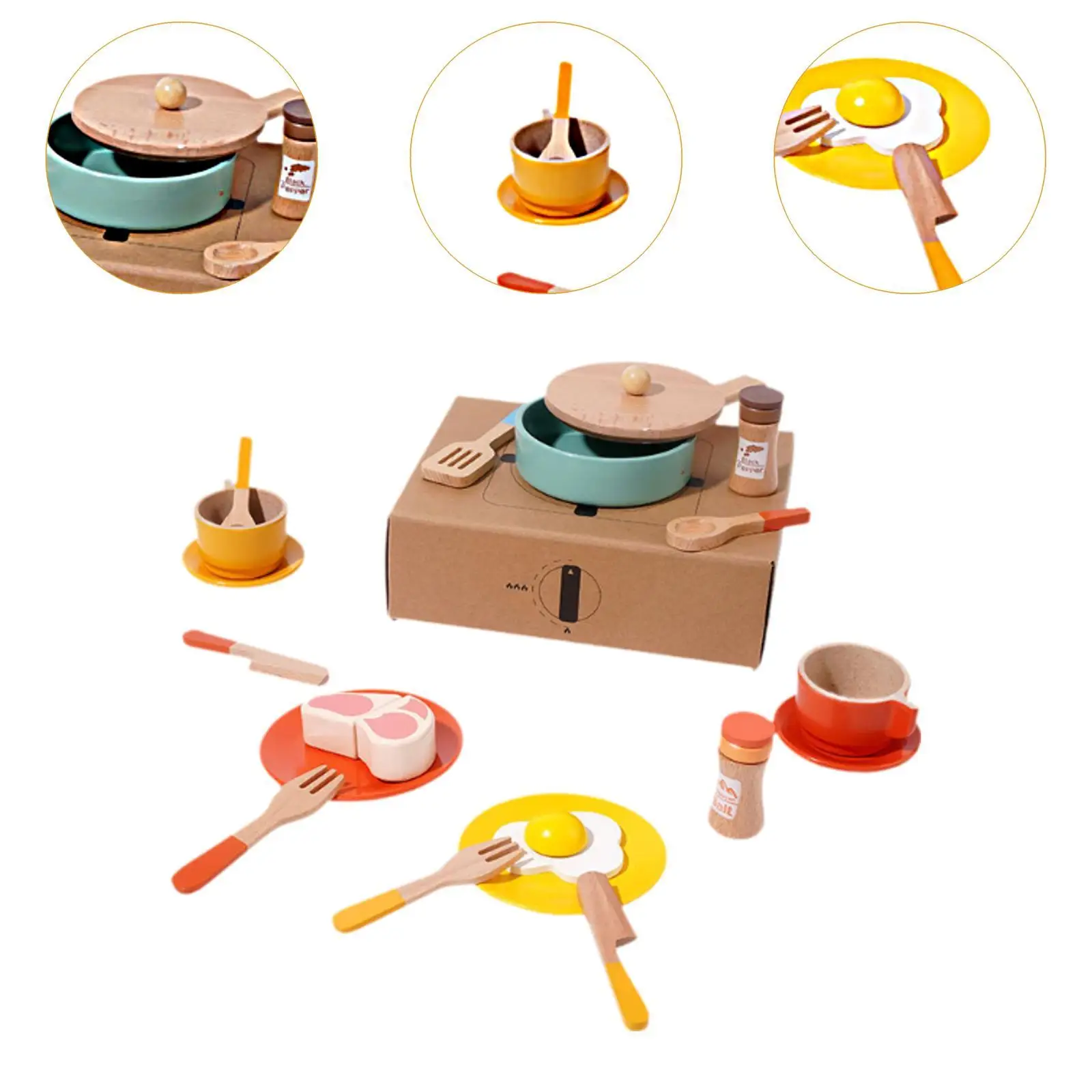 Cookware Utensils Toys Kitchen Playset, Realistic Pretend Play Kitchen Cooking Pan Playset for Toddlers, Children