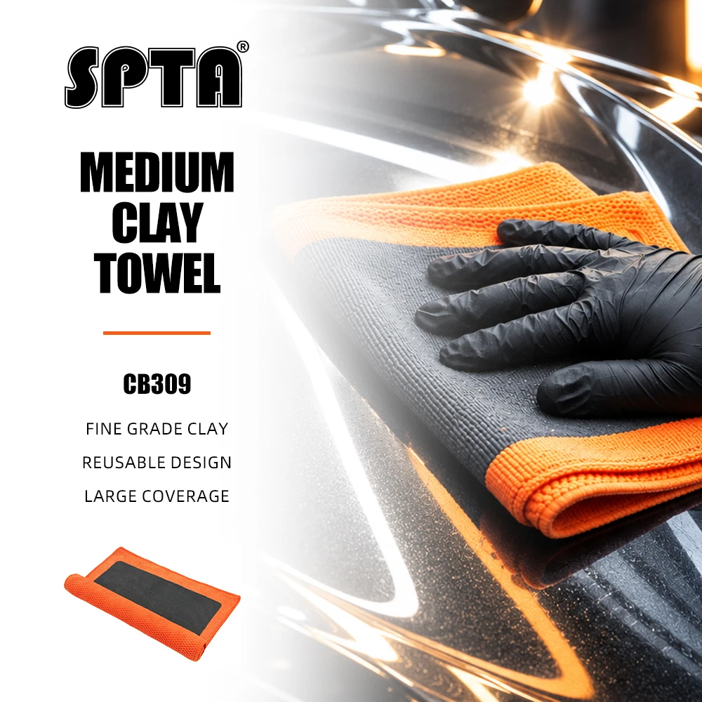 SPTA 1Pc Orange Clay Bar Towel Auto Detailing Cloth Microfiber Car Wash Mitt Clay 30cm*30cm