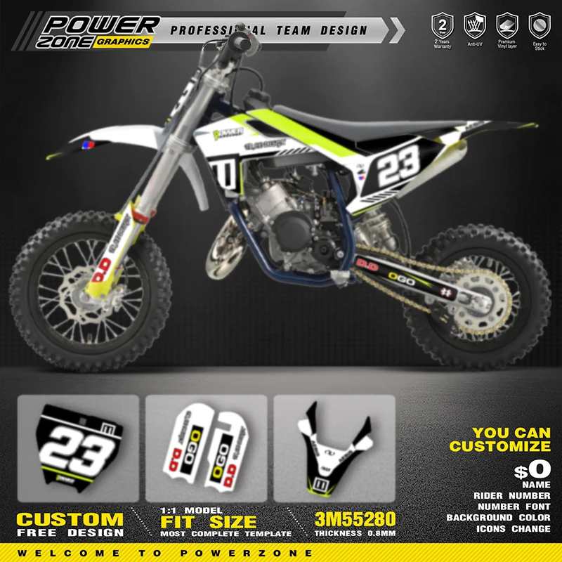 PowerZone Custom Team Graphics Backgrounds Decal Stickers Kit For Husqvarna TC50 TC 50 2017 2018 2019 2020 2021 2022 2023 view 2