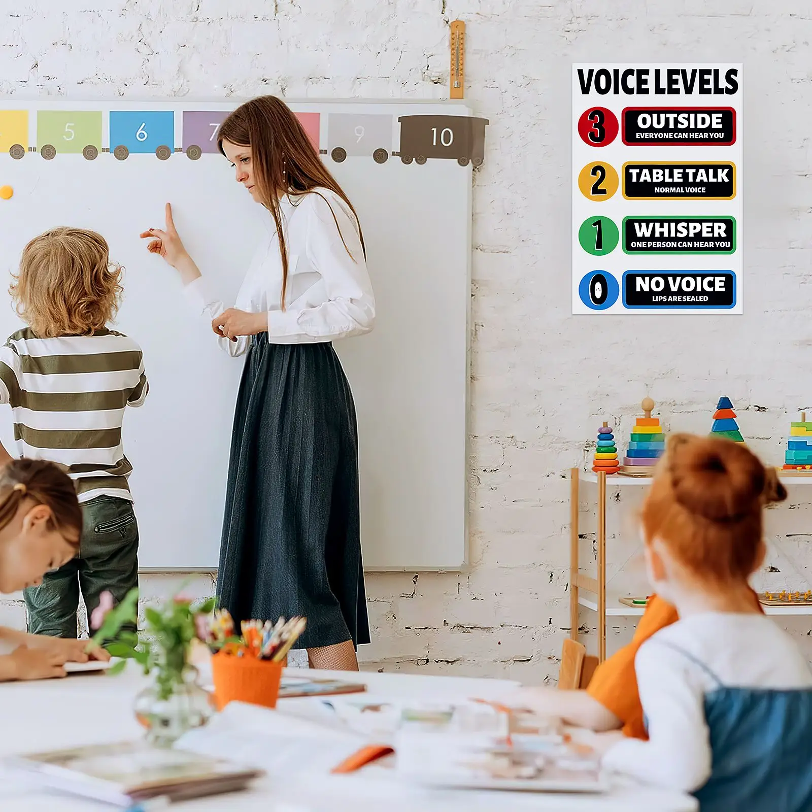 Voice Level Sticker Classroom Rules Sticker Wall Decor for School Cafe Shop Bar Classroom Decoration Social Cognitive Cards