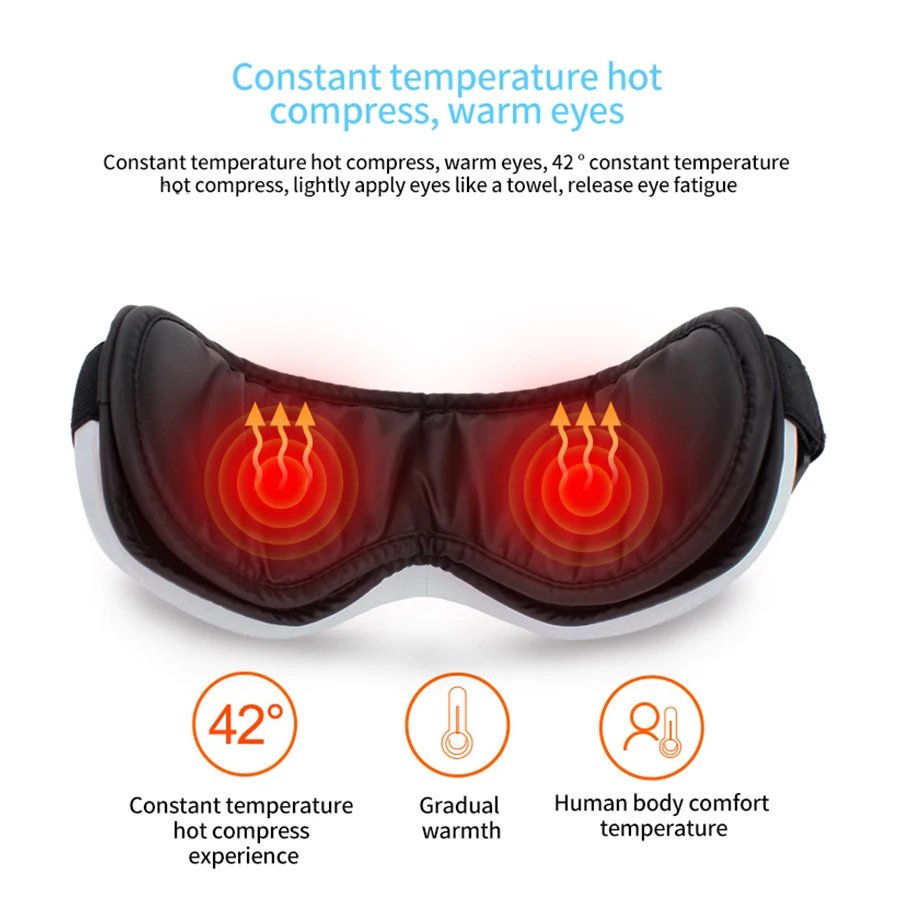 Inteligentny masażer do oczu Ładowalna maska na oczy na cienie pod oczami, obrzęki, suche oczy, łagodząca zmęczenie, idealna do spania i podróży