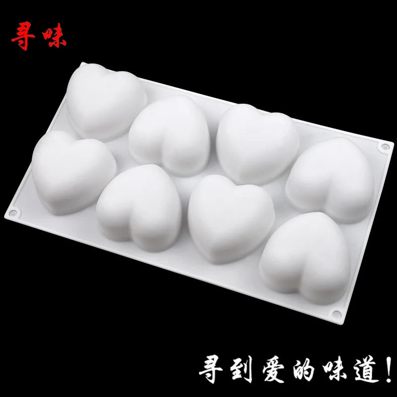 8 Pcs Love Heart Silicone Soap Mold Handmade Candle Making Kit Diy Chocolate Ice Soap Plaster Resin Cake Decoration Baking Tools