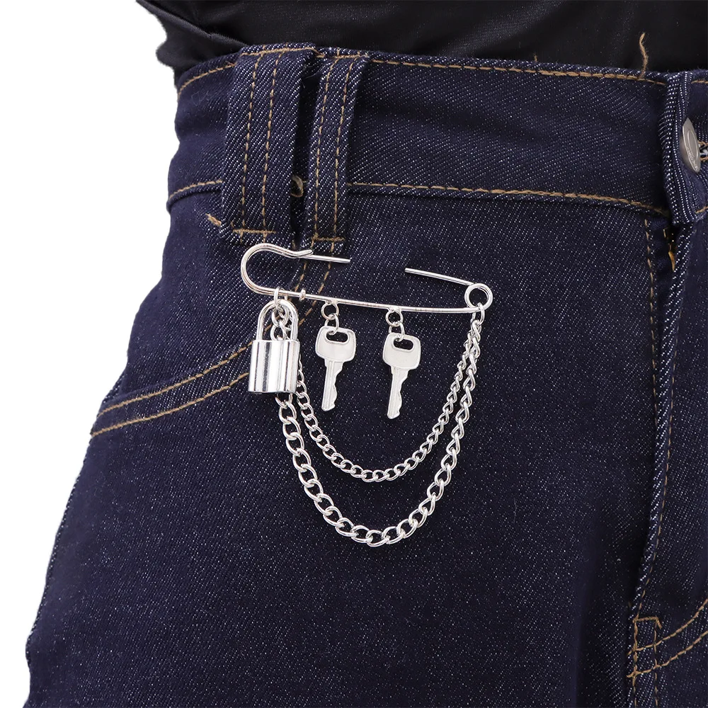 Hip Hop Punk Key Lock Tassel Brooch Unisex Suit Denim Coat Lapel Pin Fashion Clothing Jewelry Accessories Gift For A Friends