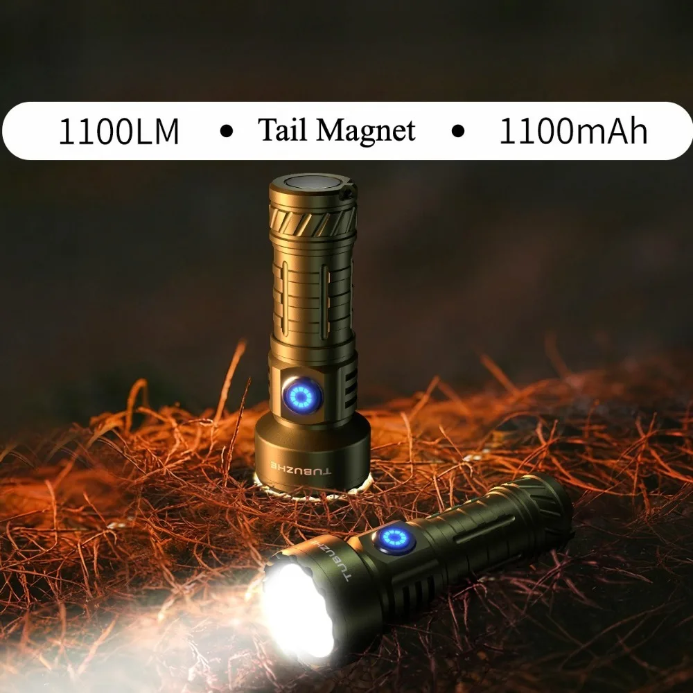 Mini Steel Cannon Super Bright Explosion Flashlight Type C Fast Rechargeable Long Range Strong Magnet Portable Outdoor Torch