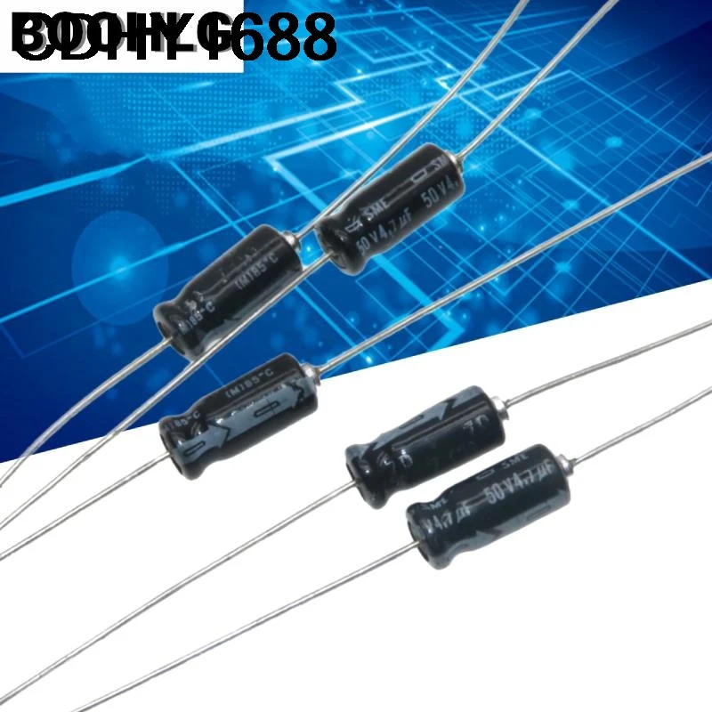 10PCS Axial-Elektrolytkondensator Passiver horizontaler Elektrolytkondensator 50V 4,7UF Volumen 5X12M