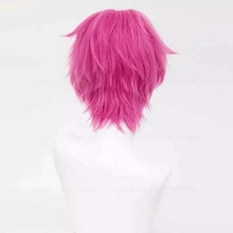 Saiki Kusuo Cosplay Wig Pink Hair Green Glasses Antenna Hair Clips Anime Role Play Props Headwear - view 3