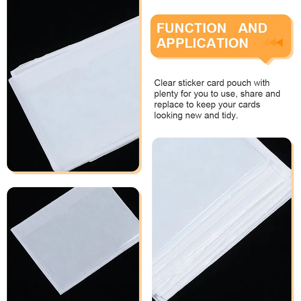 30Pcs Back Adhesive Label Sleeves Clear Plastic Index Card Holders for Business Cards Photos Flash Cards Office School Home