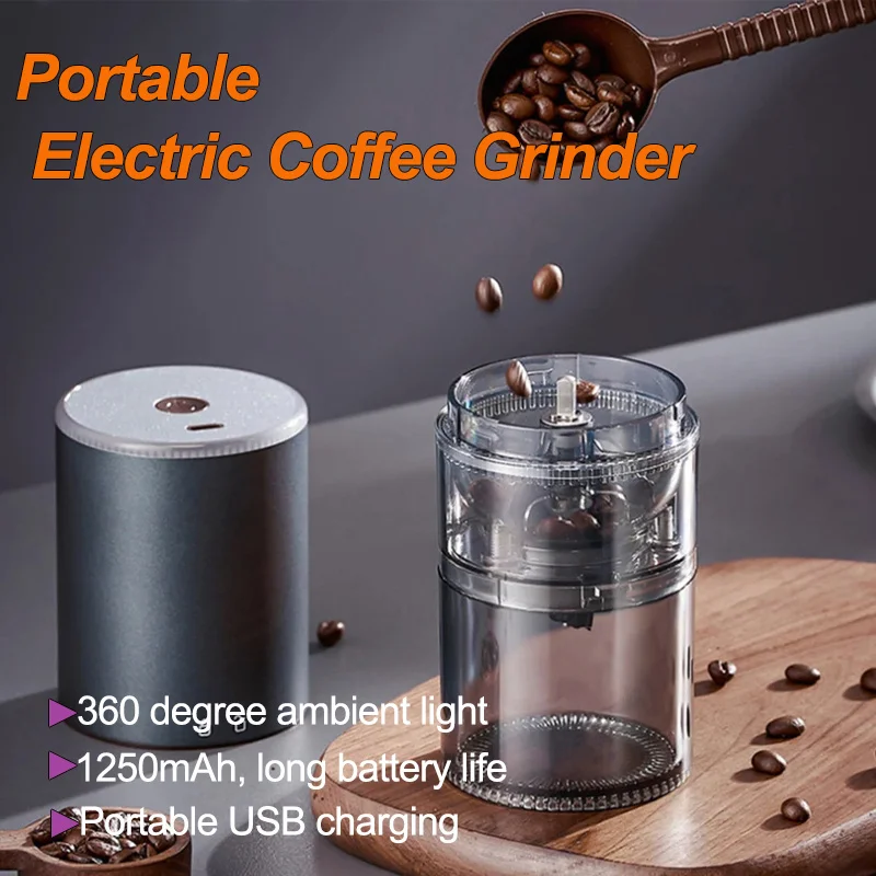 

Portable Electric Coffee Grinder USB Rechargeable LED Light Travel Home Kitchen Coffee Bean Grinder For Espresso/Drip/Cold Brew