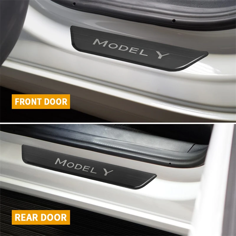 Front Rear Door Sill Decoration Wrap Cover For Tesla Model 3 Y 2017-2021 2022 2023 Model3 Accessories Pedal Protection Strip