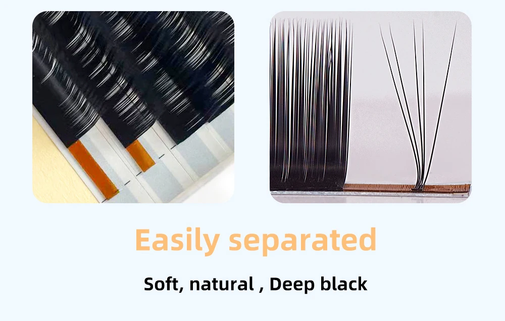 Yelix L-förmige Einzel-Wimpernverlängerungen, supermatt-schwarze Faux-Mink-Wimpern, weiche, hochwertige synthetische Make-up-Wimpern. – Detail 8