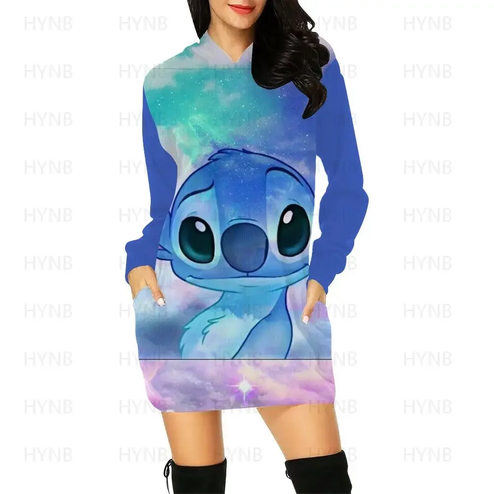 Y2k Sweater Dress Dresses Long Sleeves Sexy Hoodie Mini Kawaii Disney Luxury Party Chic Woman Evening Stitch Elegant Women 2022