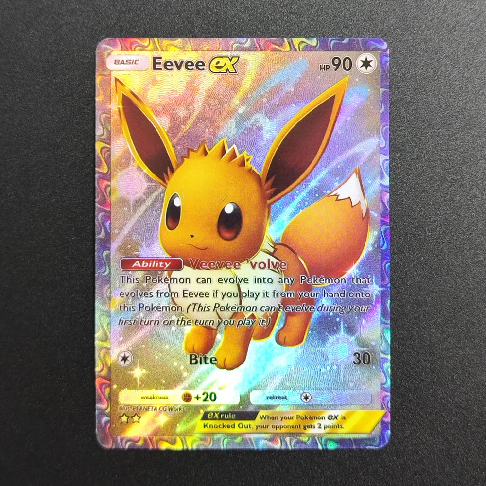 

Proxy Pokemon Card EN Pocket Monsters Eevee EX Super Rare Collectibles Card Single Classic Anime Cards Toys