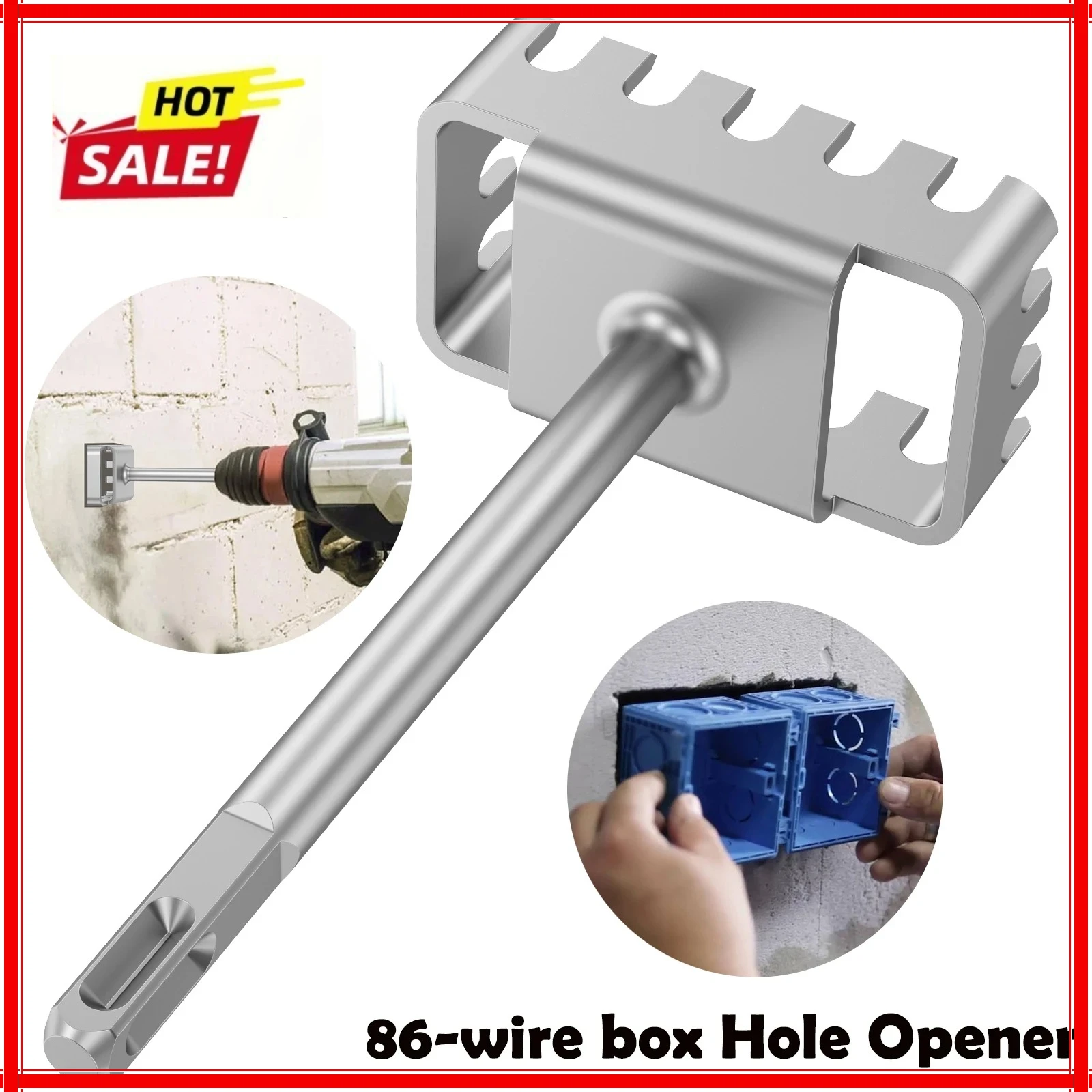 

Square Hole Opener for SDS Plus Rotary Hammer Fast Wall Square Hole Puncher for Electrical Box Wall Slotting Installation Socket