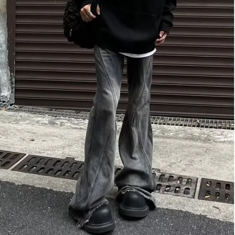 

adient Dyed Tie Dye Men's Jeans High Street Sle Slimming Micro Flared Legs Color Blo Design Casual Loose Fit Long Trousers