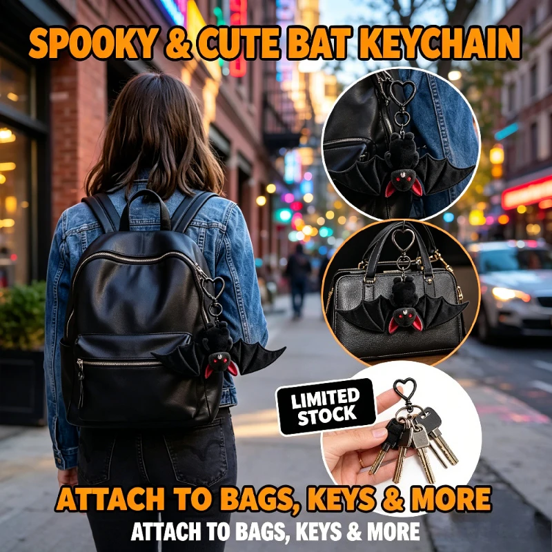 Gothic Transformable Plush Black Bat Keychain Mini Pendant Halloween Bag Charm Cute Toy Decoration for Daily Accessory Matching