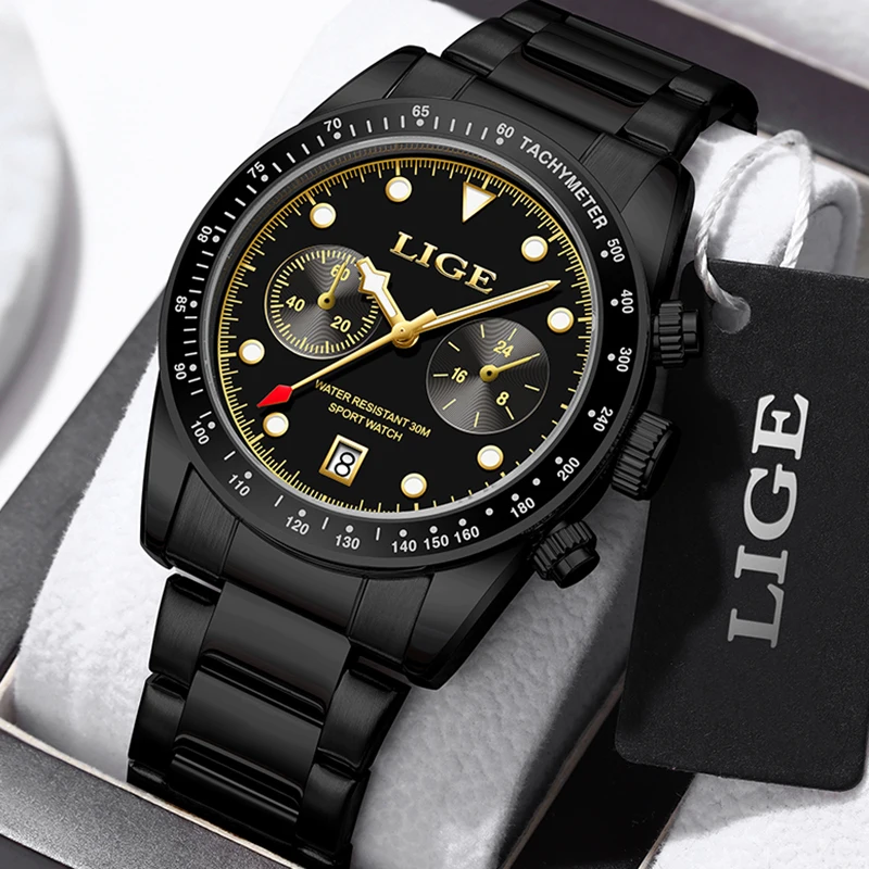 

LIGE New Sport Watches For Men Top Brand Luxury Men Watch Waterproof Luminous Chronograph Quartz Wristwatch Clock Reloj Hombre