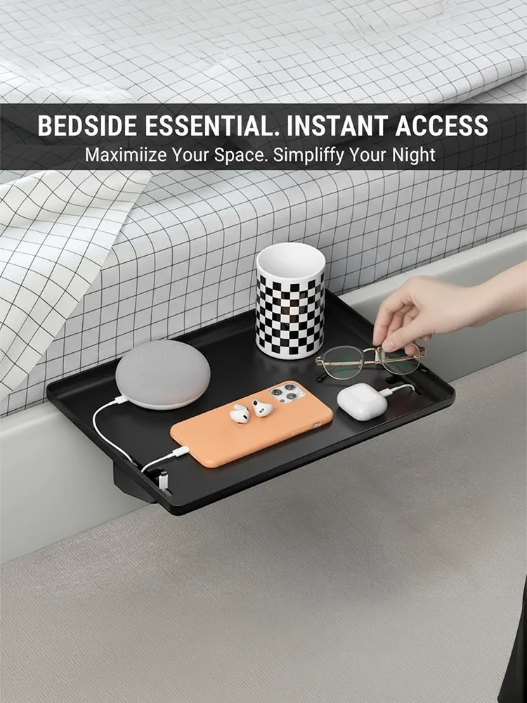 1pc Rectangular Tray Bedside Shelf Desktop Storage Organizer Home Household Storage Rack