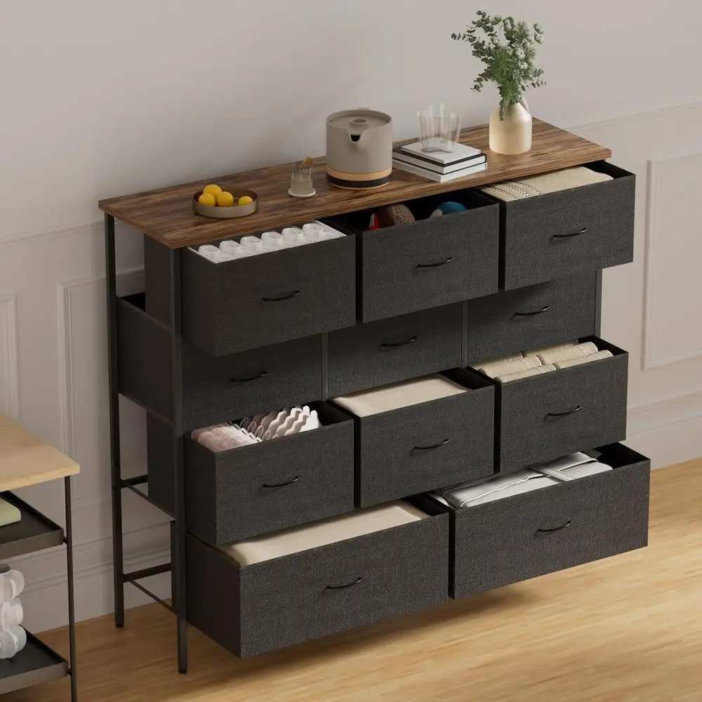 

43.3" Wide abric Drer or Bedroom, Chest o Ders with 11 Deep Ders, Multi-Ders TV Stand TV ole, Storage Organizer or Closet
