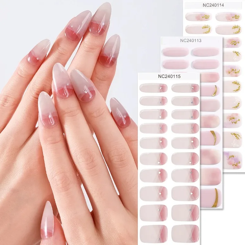 Pegatinas UV de Gel para uñas francesas, líneas doradas y mariposas, tiras de Gel semicuradas para uñas, pegatinas adhesivas para uñas, deslizadores de manicura