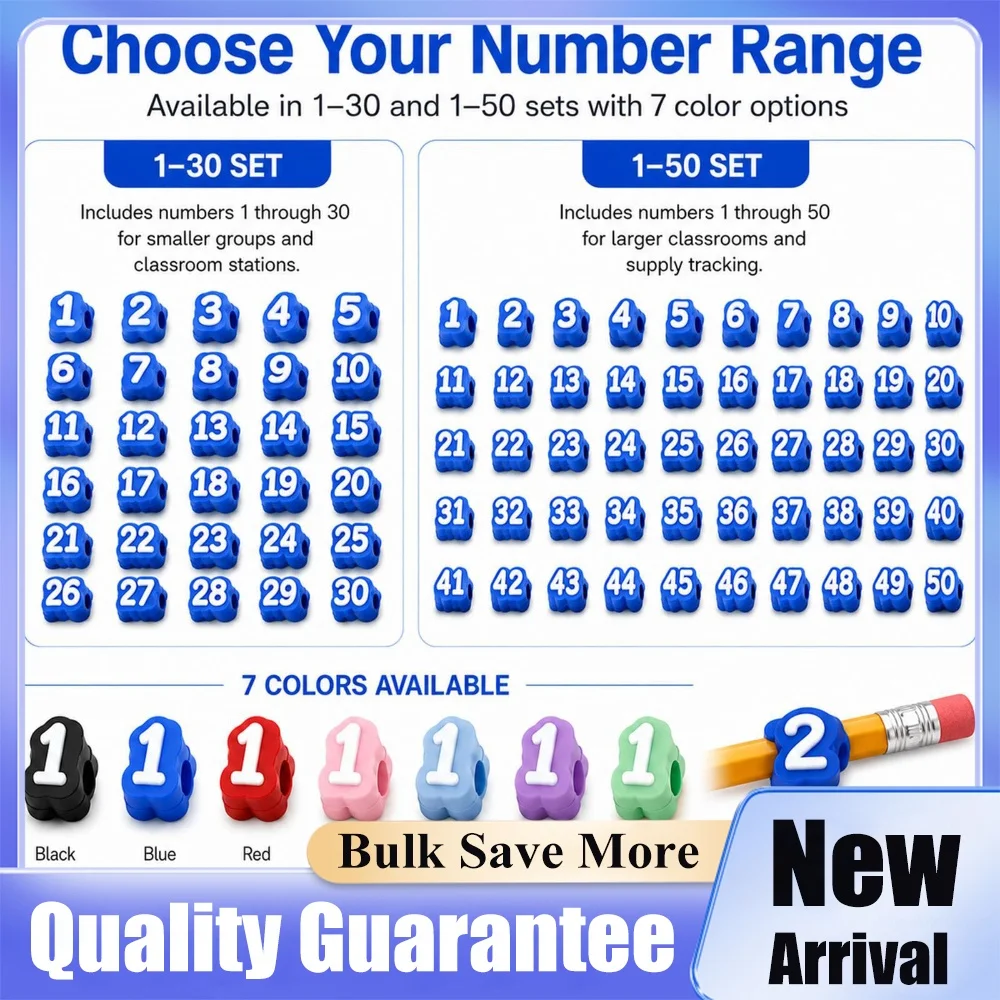 Pencil Caps Numbered 1-20 Colorful Reusable Labels Numbered Pencil Toppers Pencil Tracking Markers For Kids Students Teachers