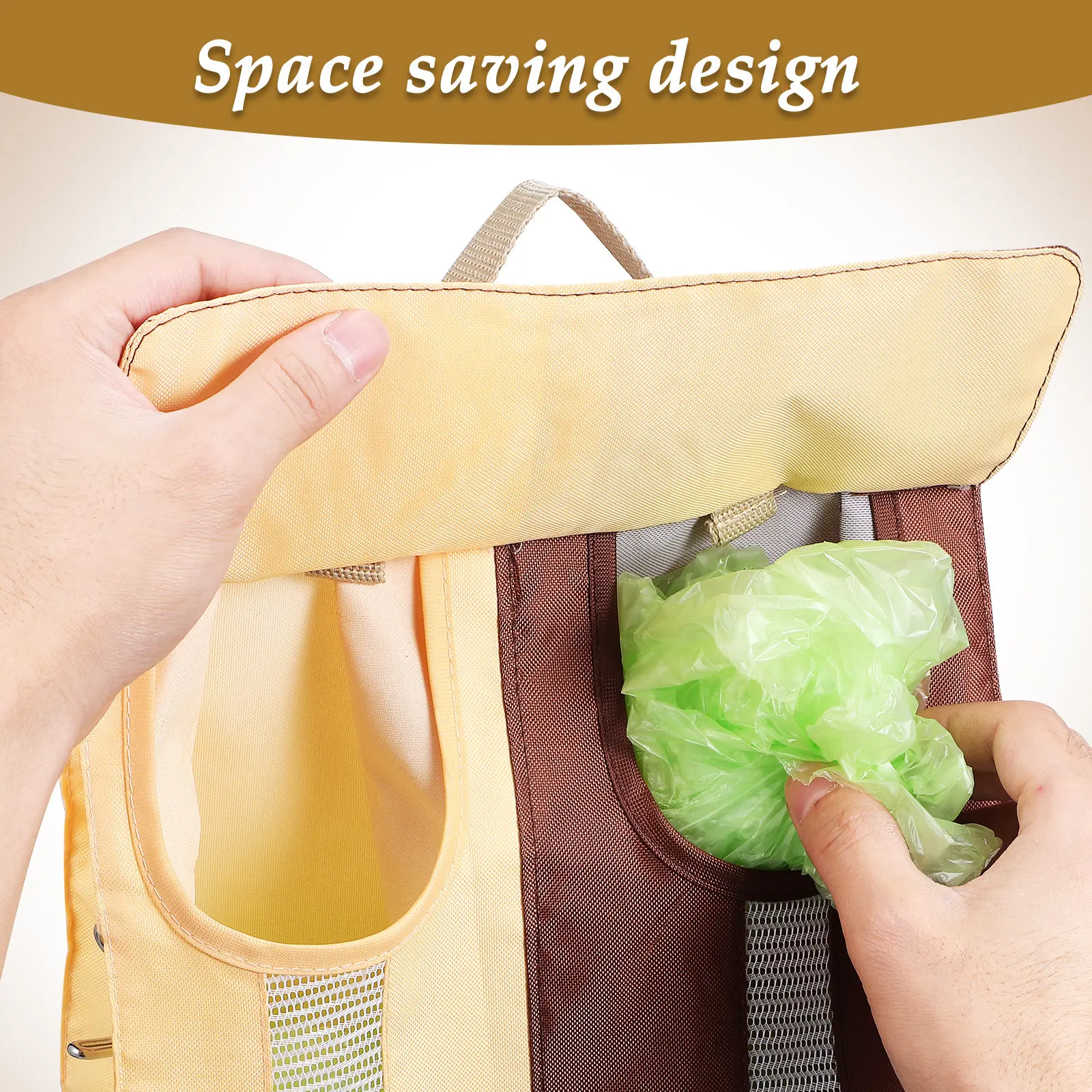 Waterproof Storage Hanging Bag Dual Opening Trash Bag Dispenser Under Sink Wall Mount Organizer for Garbage Bags Grocery Sacks