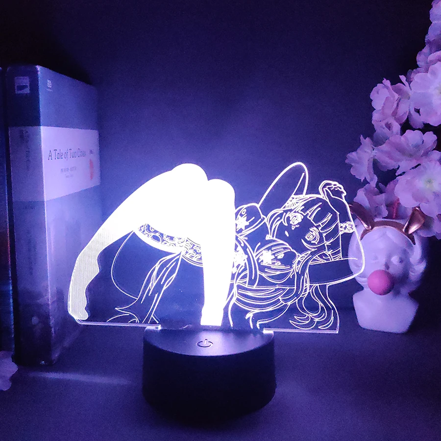 Kawaii 3D Night Light for Men\'s Bedroom Decoration Cute Waifu Figure Birthday Gift Bedside Neon Light Atmospheric LED Manga Lamp