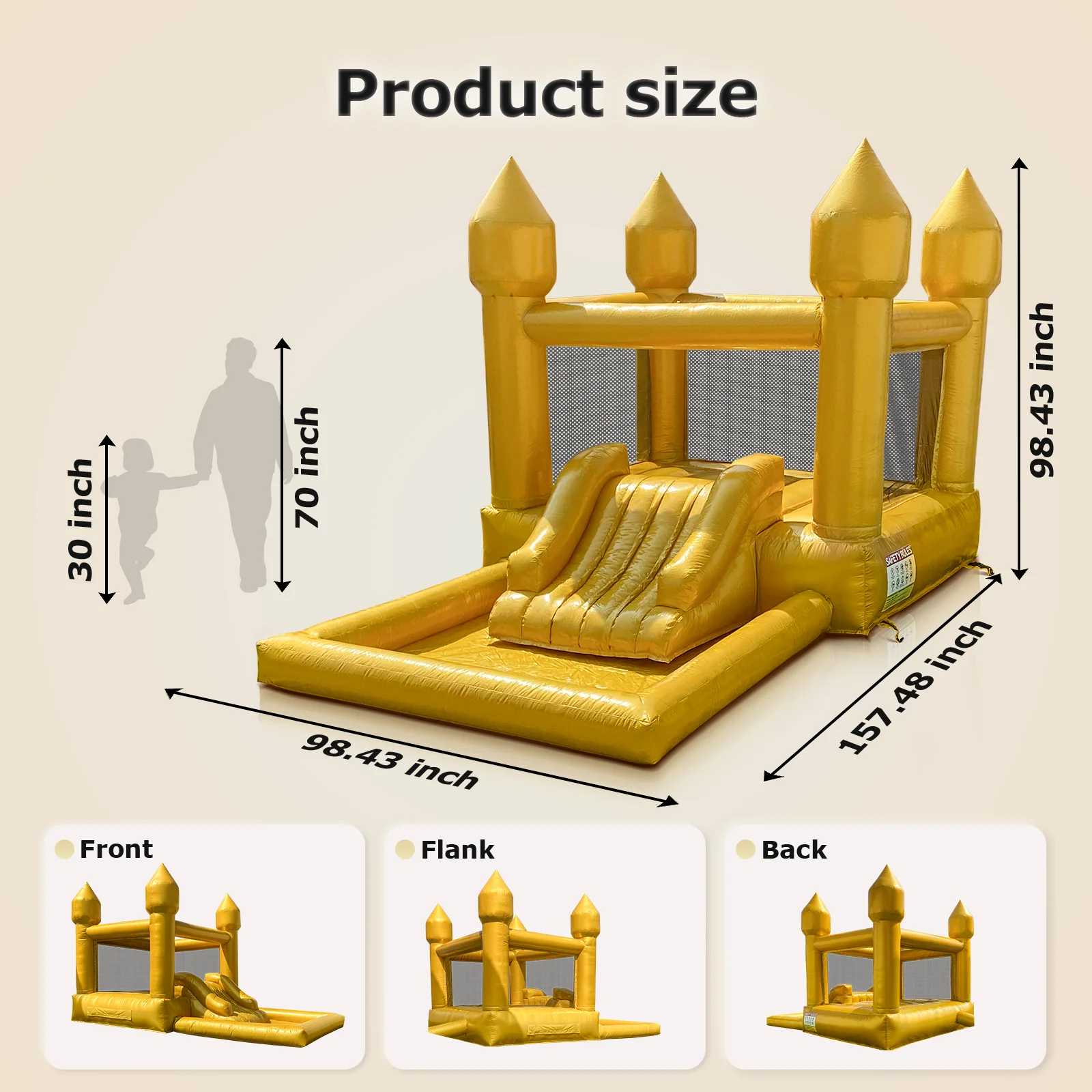 Kommerzielle aufblasbare weiße Hüpfburg im neuen Design mit Rutsche Hüpfburg/Goldsprunghaus/Anpassung Hüpfburg für Hochzeit