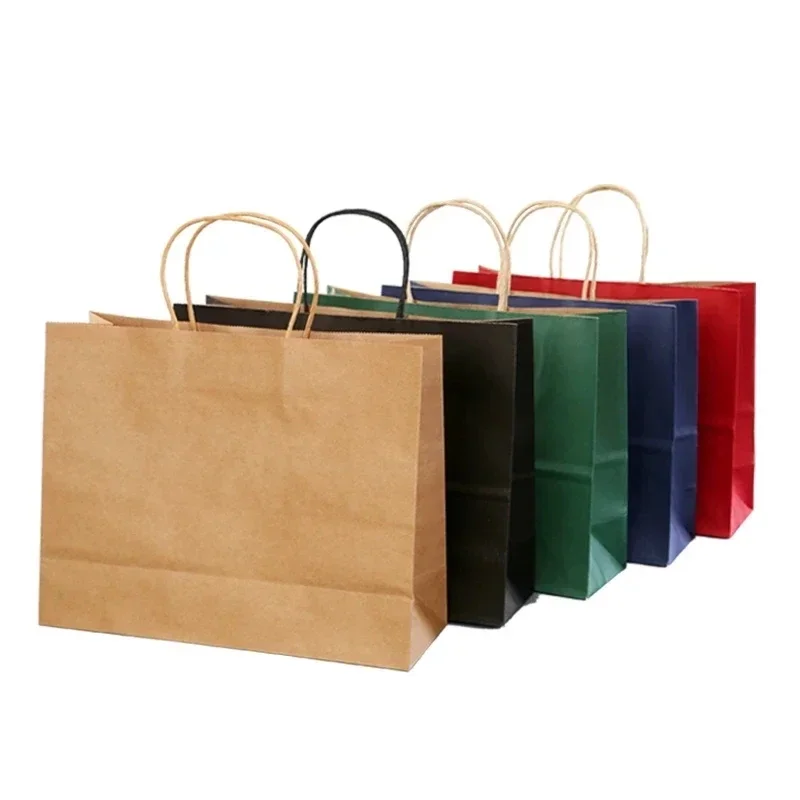 10PCS Large Kraft Paper Bags With Handles Kraft Shopping Bags For Small Business Recycled Paper Gift Bags