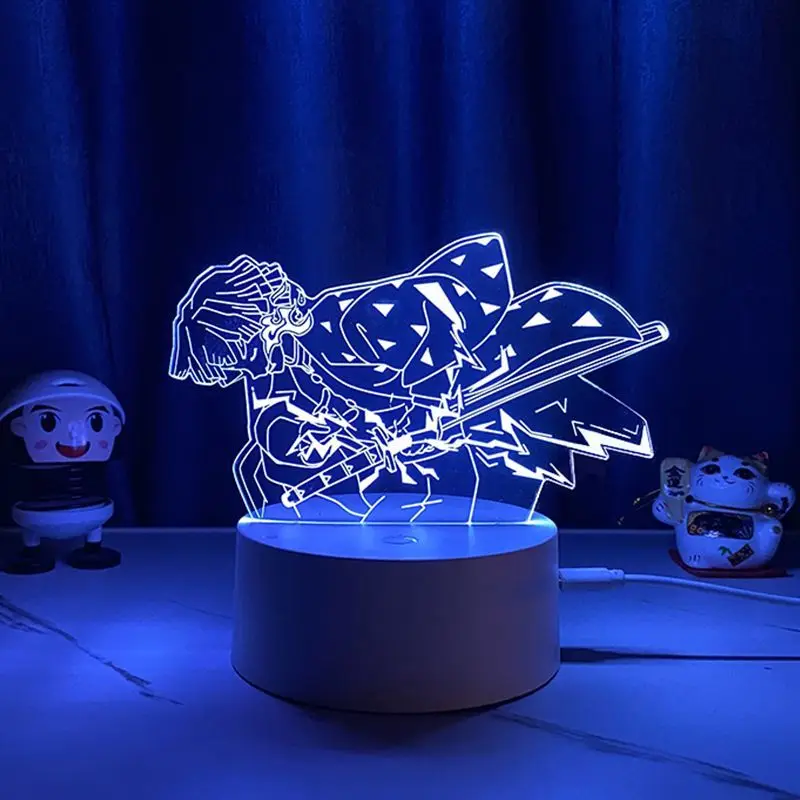 Nuevo Demon Slayer Tokitou Muichirou Rengoku Kyoujurou luz nocturna creativa de dibujos animados decoración de mesa adornos regalos al por mayor