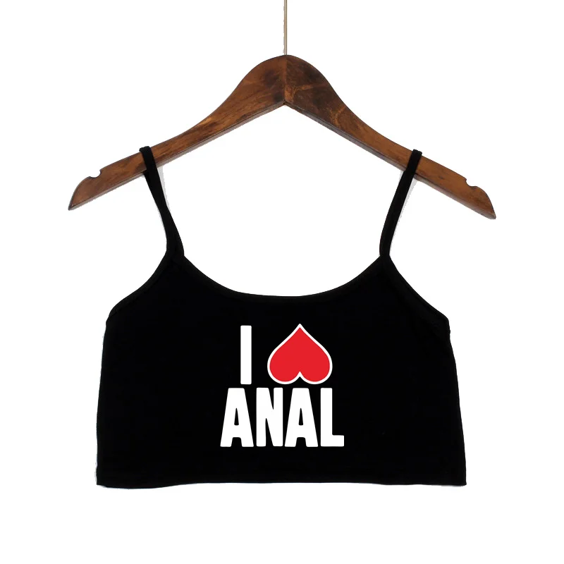 Lustige Liebe Herz Anal Print Sommer frauen Crop Top Sexy Elastische Baumwolle Camis Ärmellose Kurze Tank Top Bar Hot Tops für Frauen
