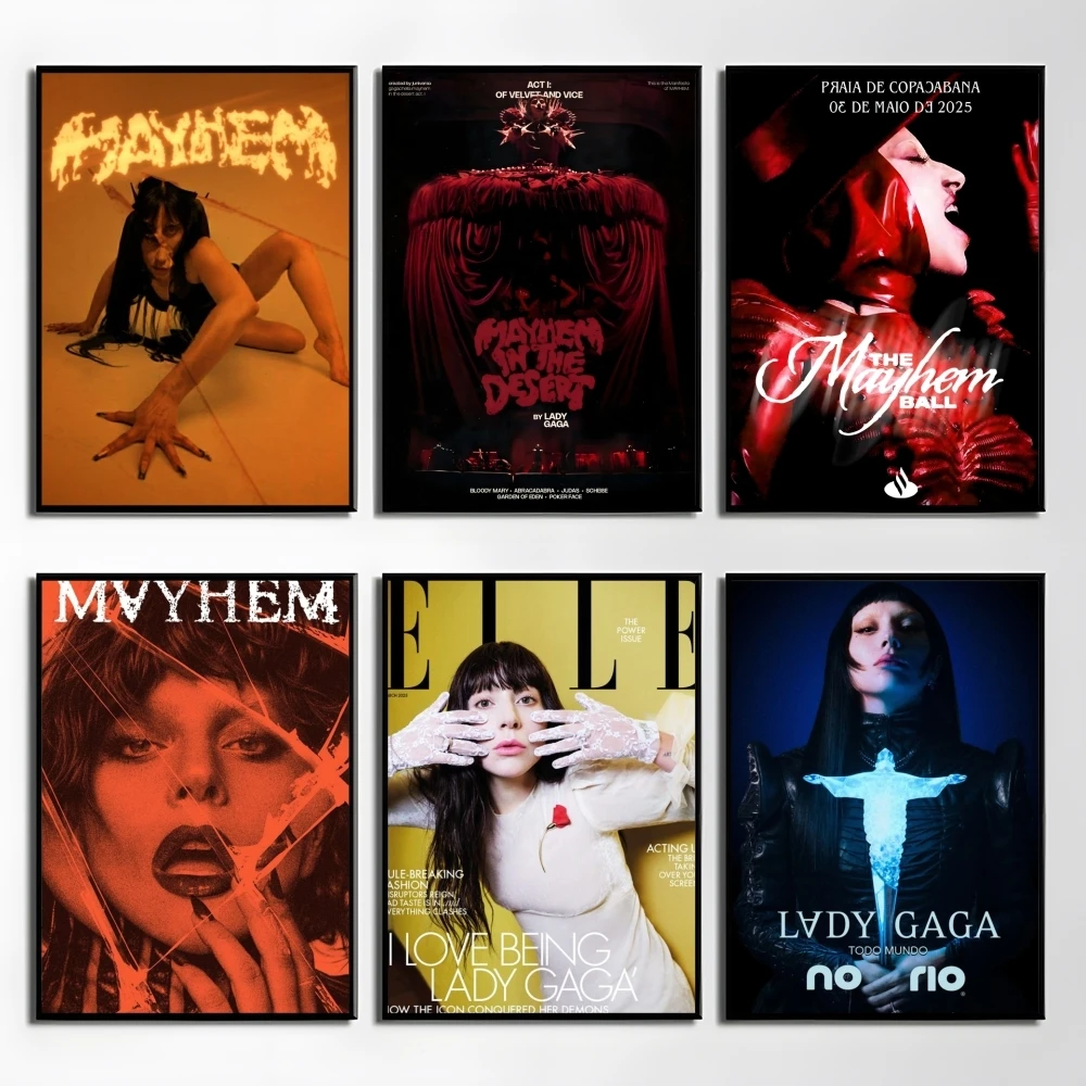 

Singer L-Lady Gaga Mayhem Poster Perfect Sticker Self Adhesive Wall Art Designed for Home Office Dining Spaces