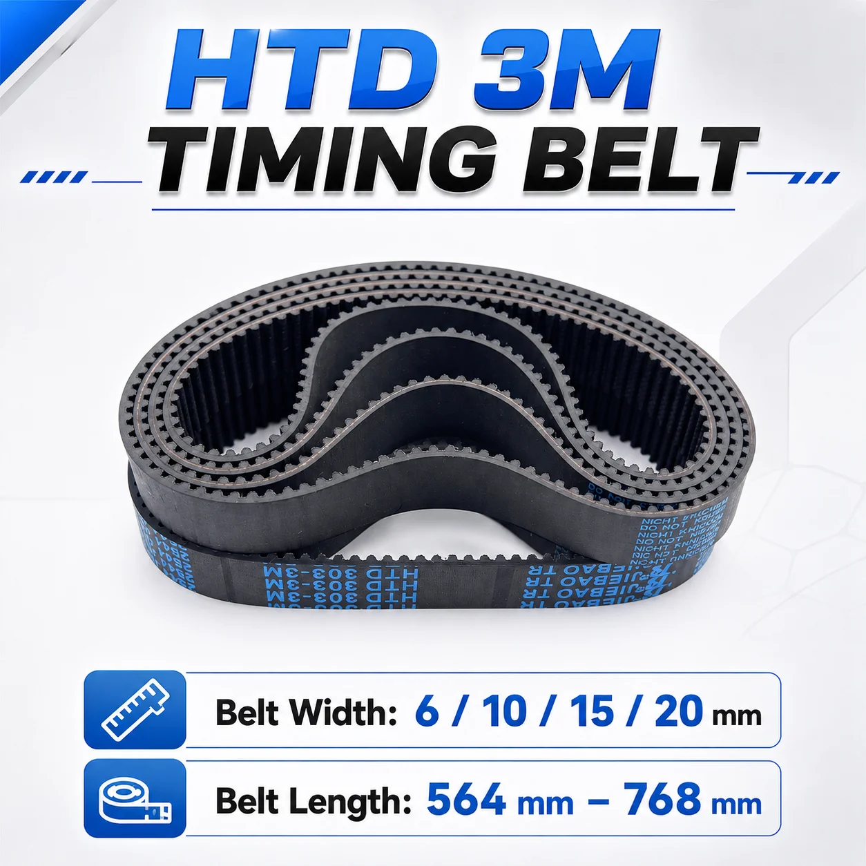 HTD 3M Timing Belt Perimeter 564mm To 768mm 3M Closed Loop Rubber Belt Width 6 10 15 20mm 3M Rubber Belt HTD3M Synchronous Belt