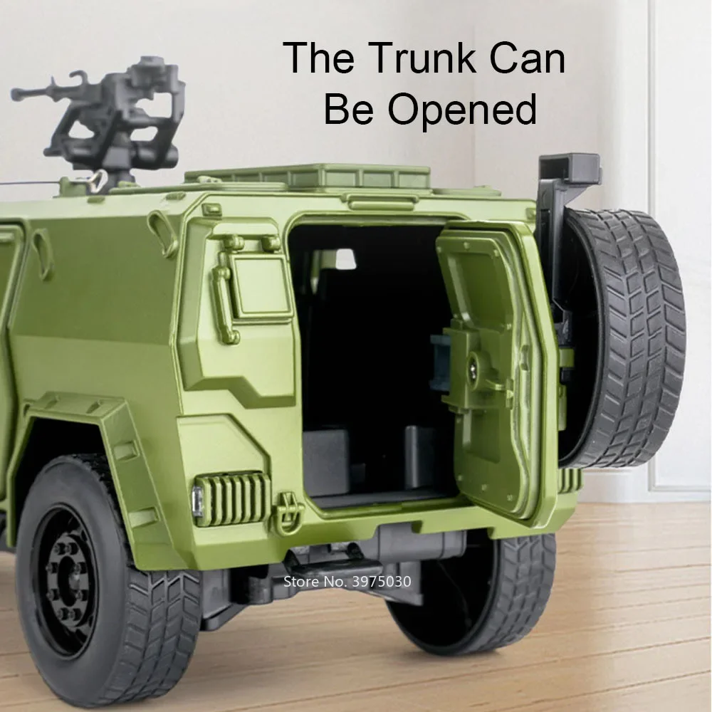 1:18 DONGFENG M-Terrain سيارات مدرعة لعب نموذج مصغر موسيقى خفيفة عسكرية على الطرق الوعرة أبواب السيارة مفتوحة سيارة أطفال هدايا عيد الميلاد