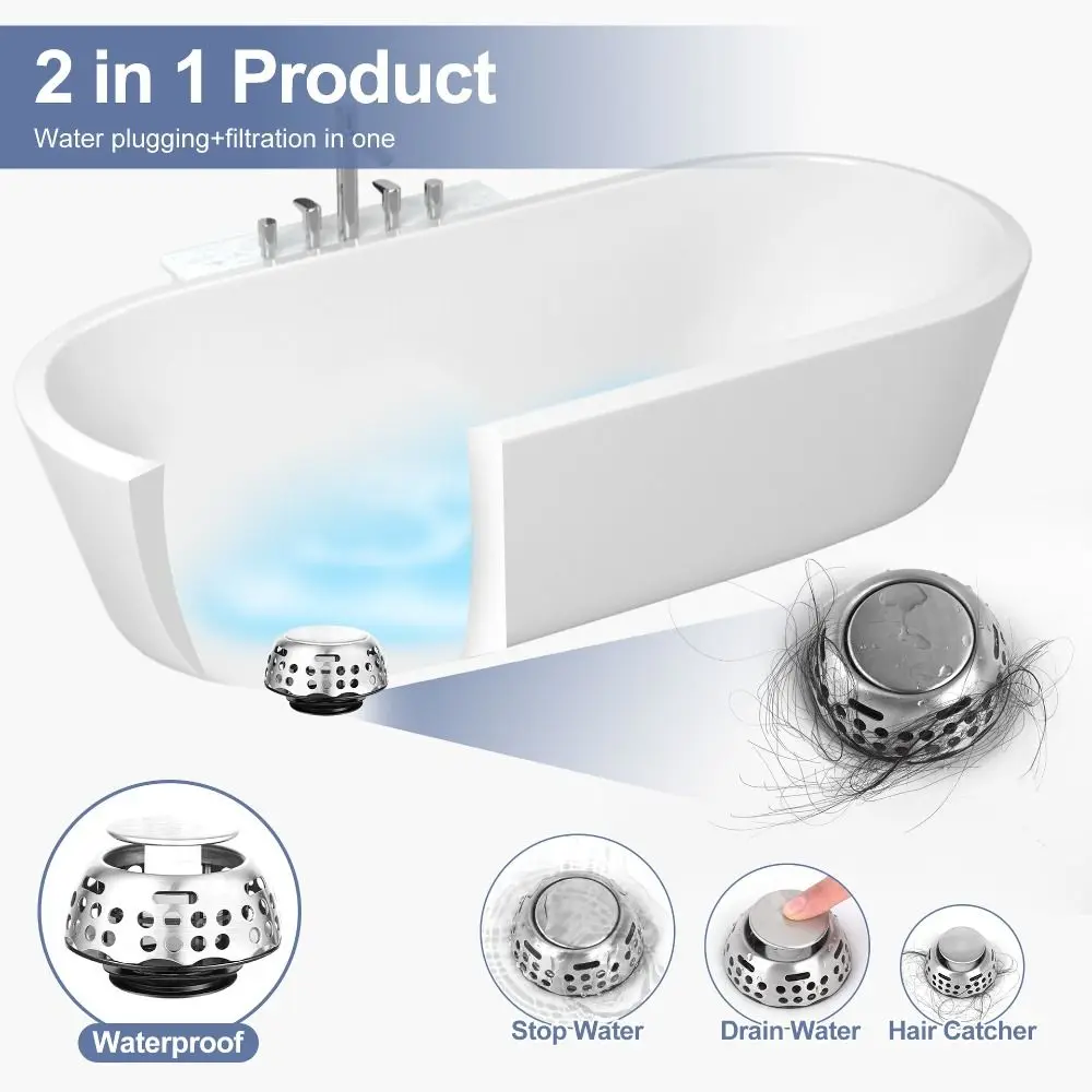 

Stainless Steel Bathtub Filter Sink Leak-proof Anti-clogging Drain Basket Stopper Insect-Proof Bouncing Core