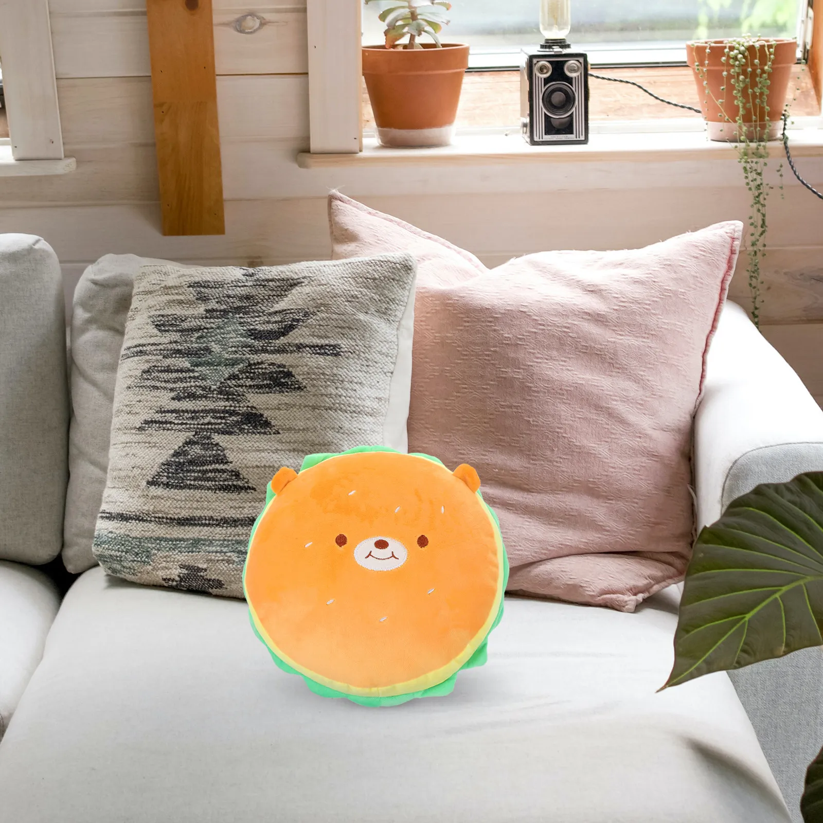 

Cartoon Hamburger Bear Throw Pillow Soft Stuffed Cushion for Sofa Bed Kids Adults Decorative Supplement Comfortable Snuggle